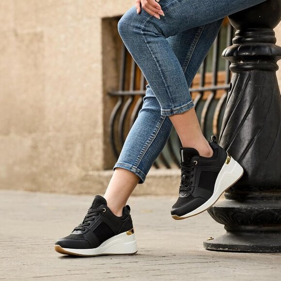 Wedge Sneakers Women Canvas NonSlip Rubber Sole High Heels Casual Shoes - Picture 7 of 8